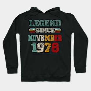 45 Years Old Legend Since November 1978 45th Birthday Hoodie